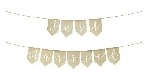 [LOC-2023-034] Guirlande drapeau toile de jute Just Married